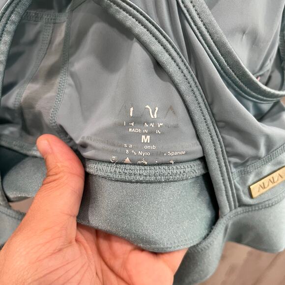 Alala Surf Sports Bra  New Strappy Medium $85 Mesh Aqua Unpadded Rent The Runway - Picture 4 of 5